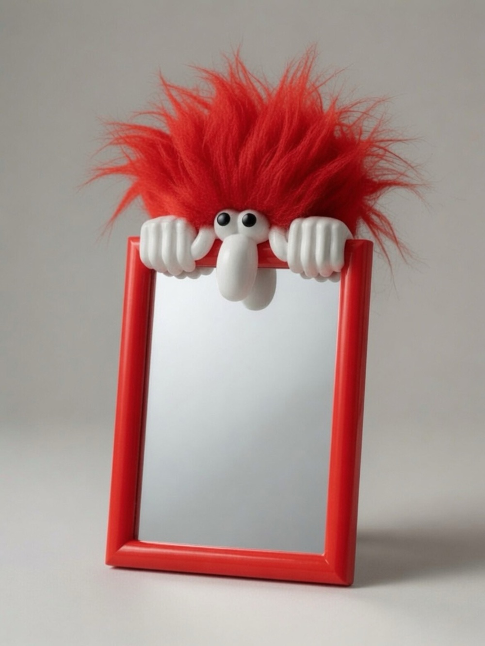 Funny face Red desk mirror